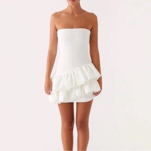 Peppermayo White Ruffled Mini Dress